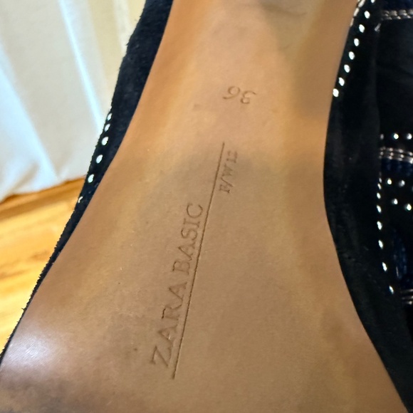 Zara Black Suede Rhinestone High Heel Boots - Picture 11 of 12